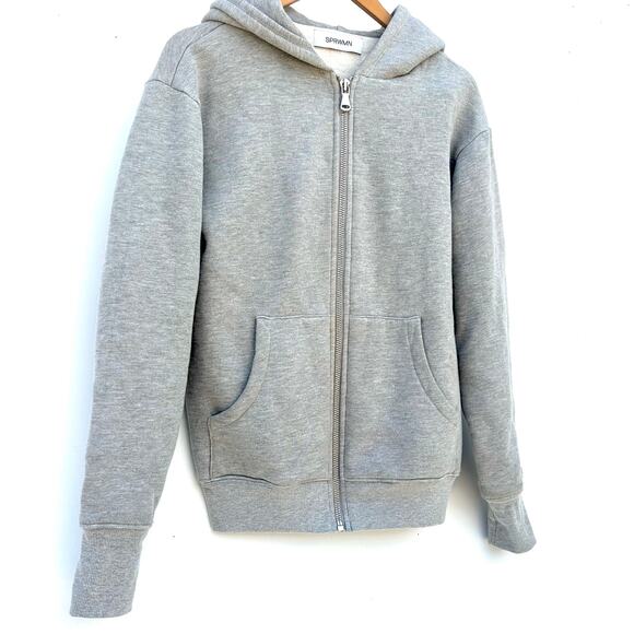 SPRWMN Full Zip Up Hoodie Heather Gray Grey Light Sweatshirt Cotton Extra Small - Picture 6 of 13